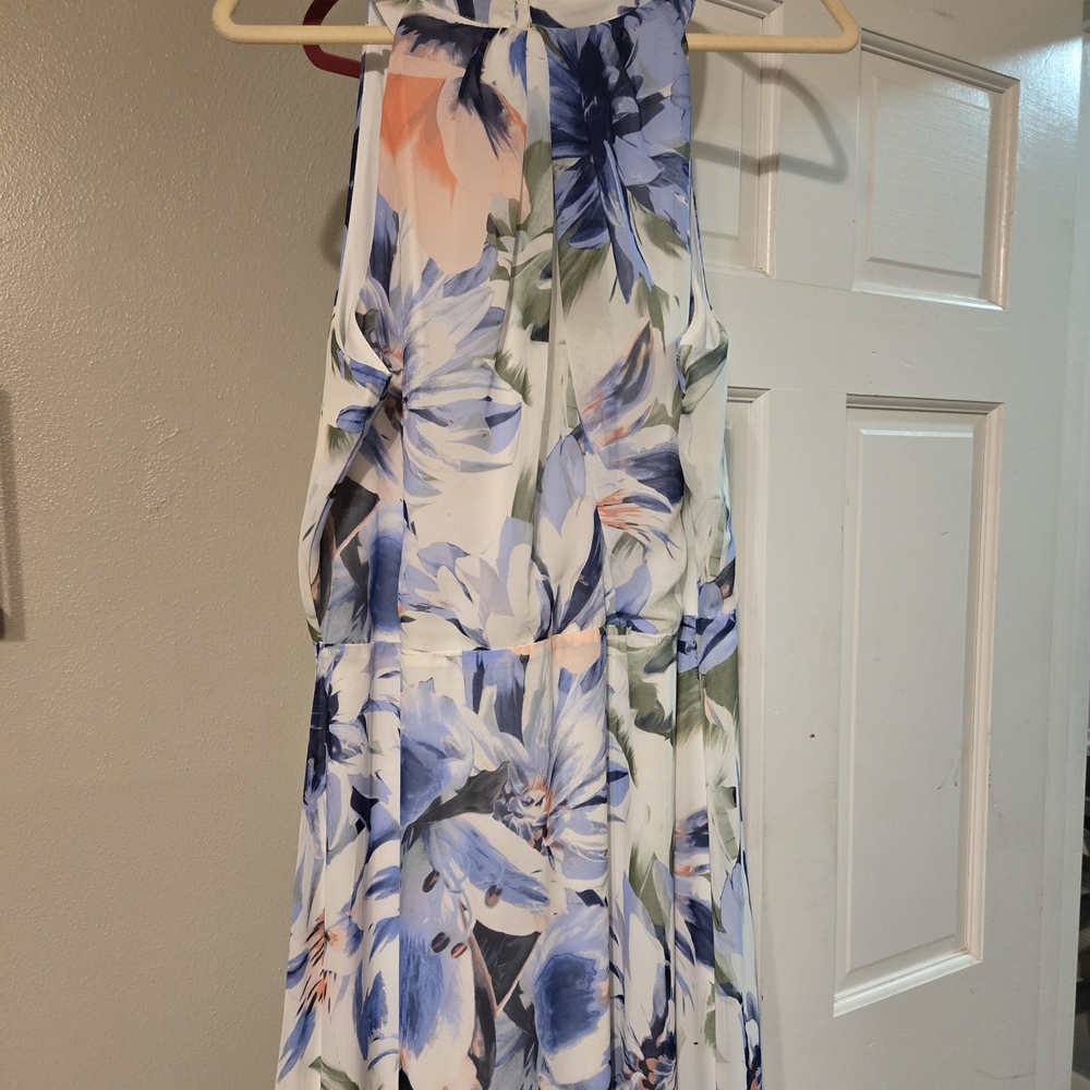 Floral Halter Maxi Dress - Blue Floral